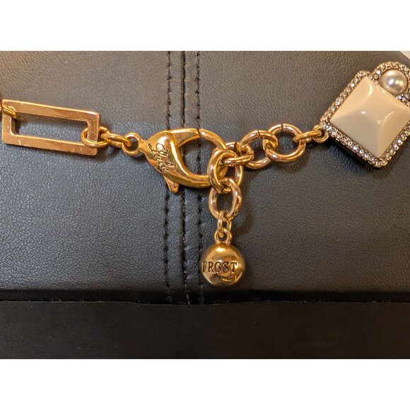 Lulu Frost Necklace & Bracelet W/ Cream Enamel Faux Pearl Accents & Rhinestones - Picture 5 of 10